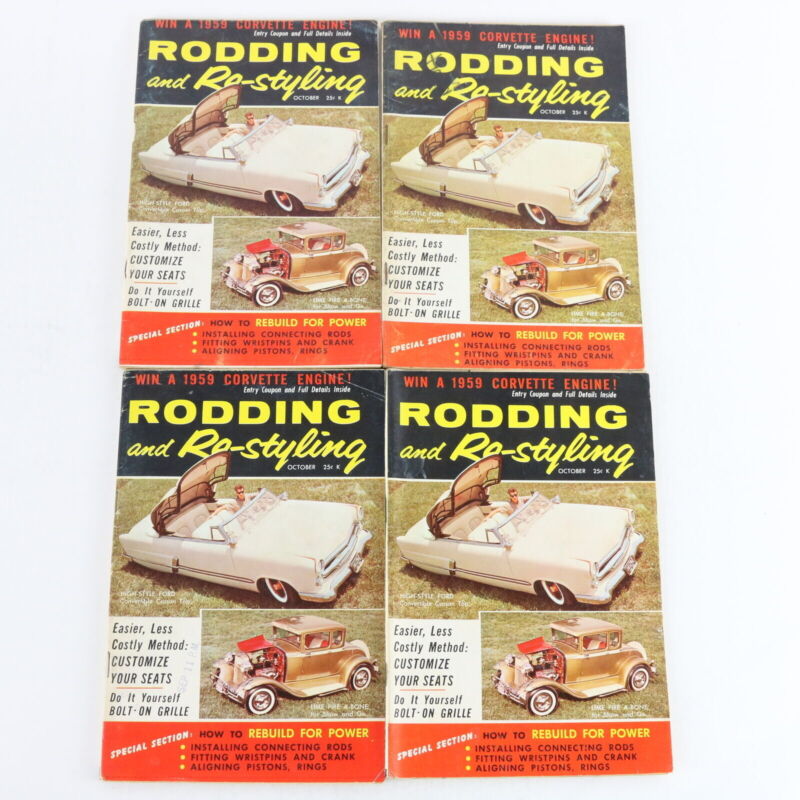 Lot Of 7 Rodding & Restyling Oct Nov Dec 1958 Vintage Car Magazines