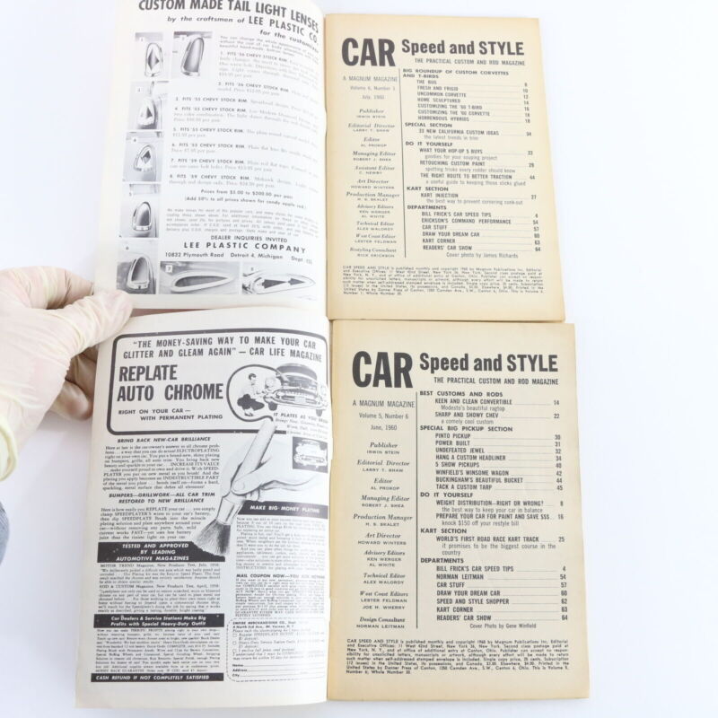 Lot Of 5 Car Speed & Style June & July 1960 Vintage Car Magazines