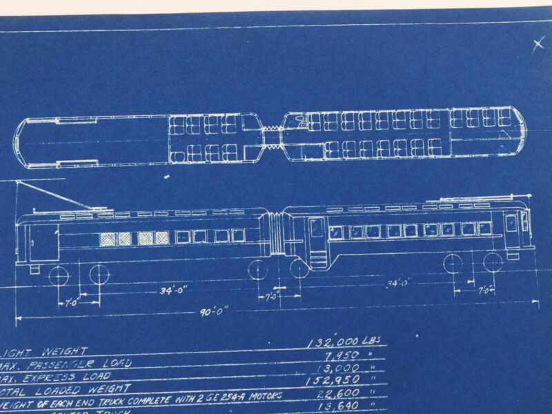 Milwaukee Electric Weight Data Loaded 3 Truck Train 1198 Blueprint 1933 11"