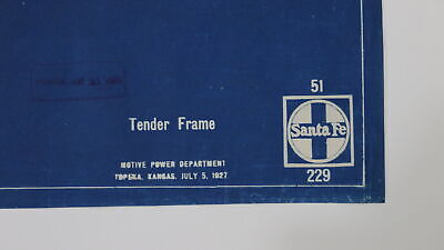 Santa Fe Tender Frame Motive Power Train Blueprint 51 229 July 5 1927 83.5"