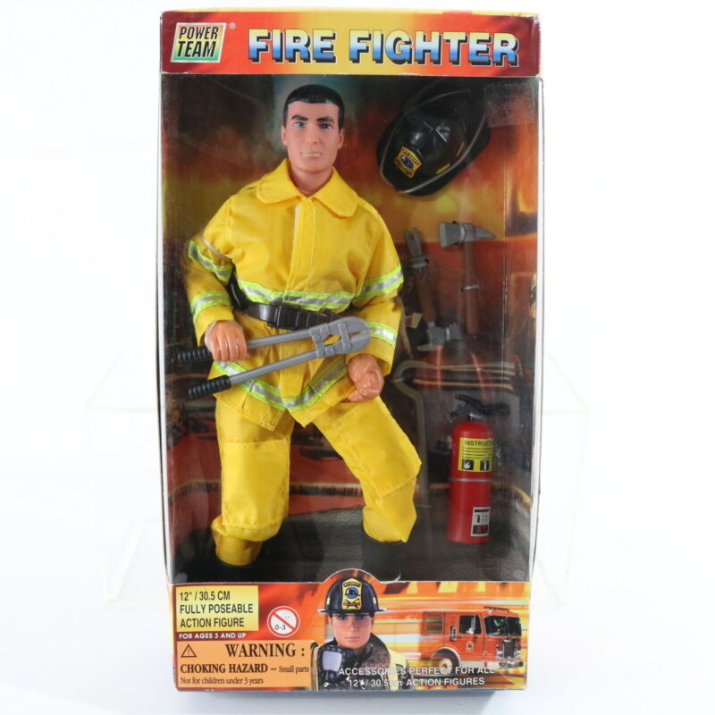 Fire Fighter Power Team Yellow Uniform 12" Poseable Action Figure 90171