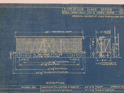 Pennsylvania PRR Stock Car Train Blueprint 60502-60801 1930 13"