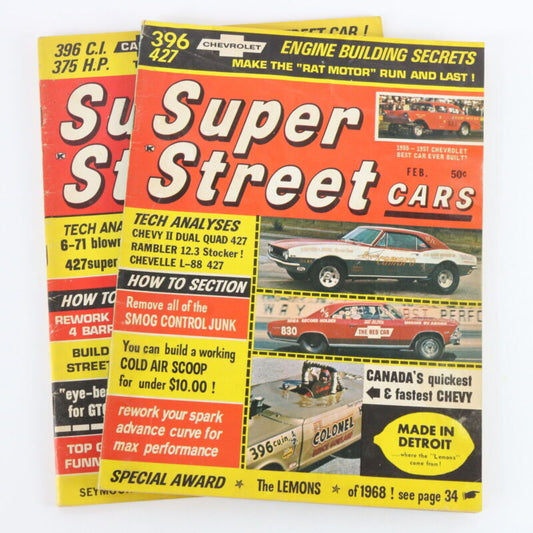 Lot Of 2 Super Street Cars May & February 1968 Vintage Car Magazines