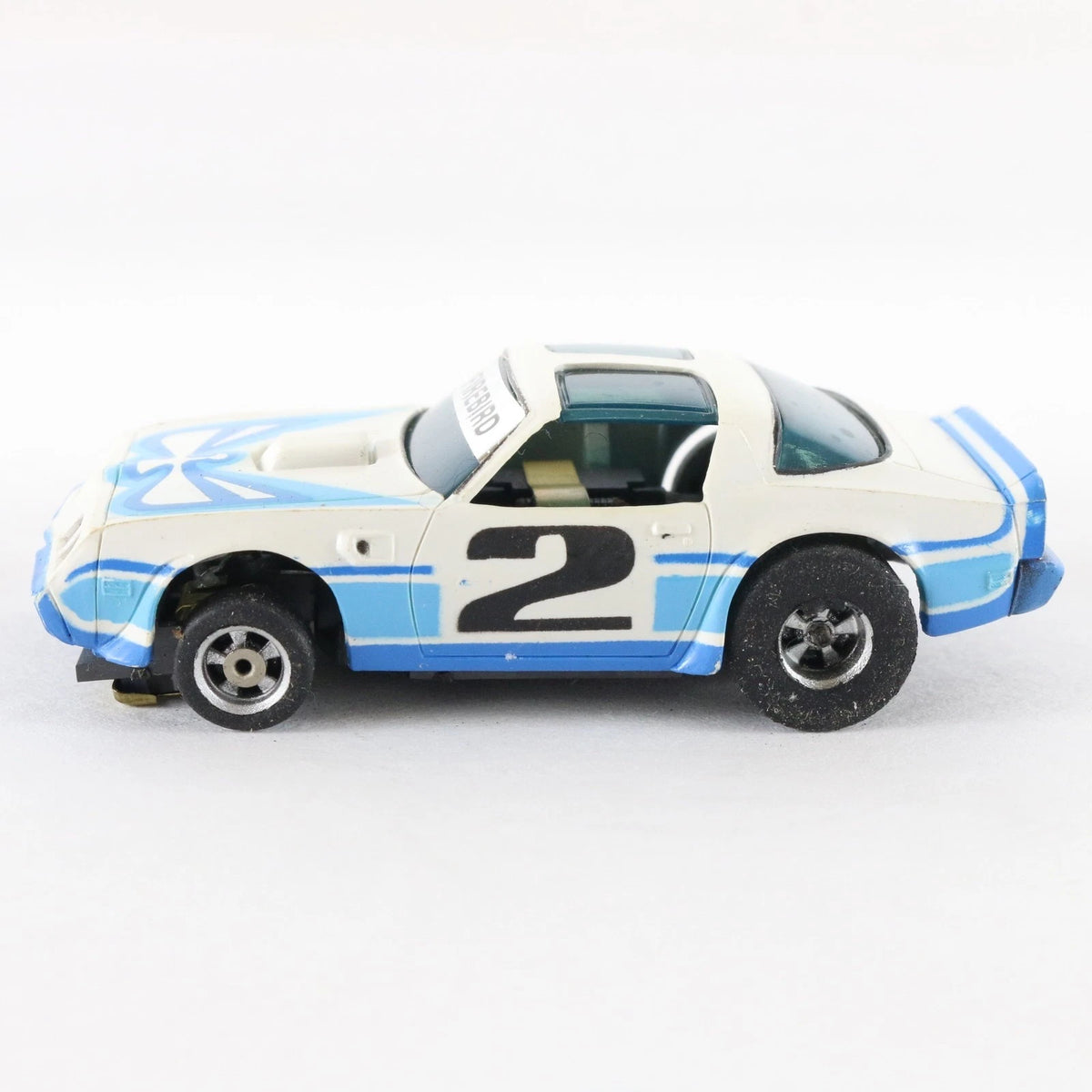 VINTAGE Aurora AFX Pontiac Firebird #2 Blue Screecher Slotless HO Slot Car