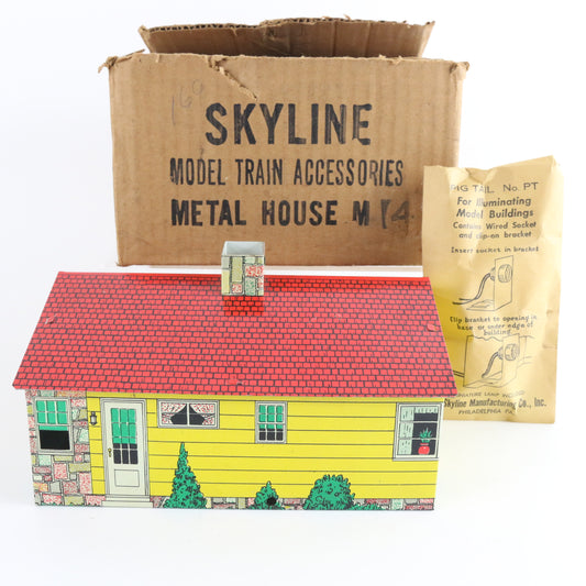 Vintage Model Train Building Tin Metal House Skyline Accessory O M14 WITH BOX nostalgic tin house layout piece