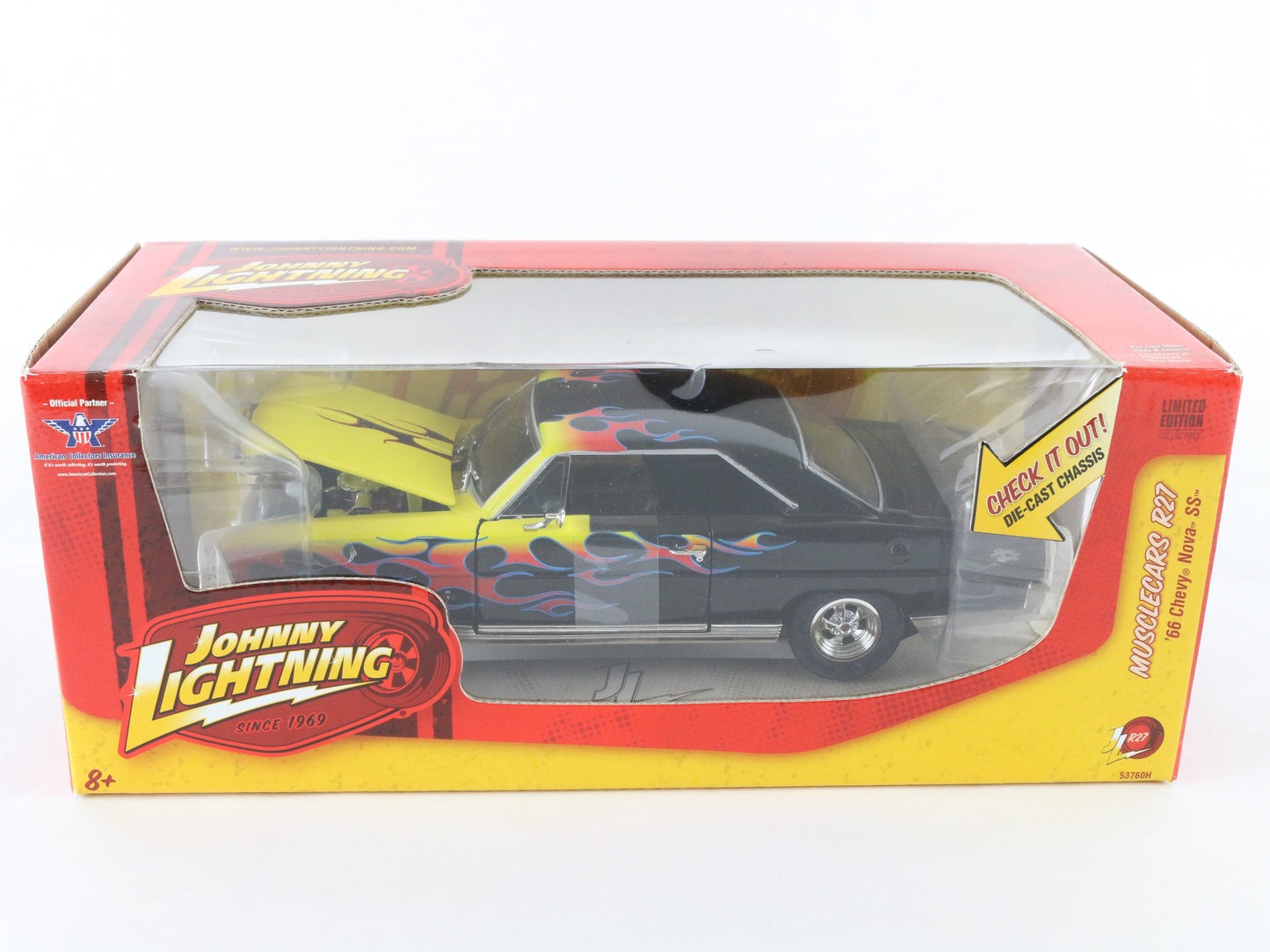 1966 '66 Chevy Nova SS Black Musclecars R27 Johnny Lightning 1:24 Diecast 51105