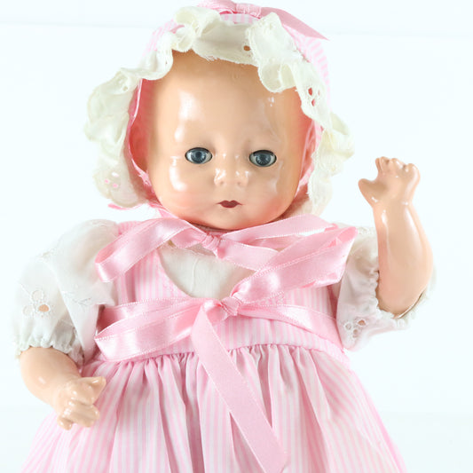 Tynie Twins Pink Dress Girl Horsman 13" Doll W/ Pink Cap Tw14