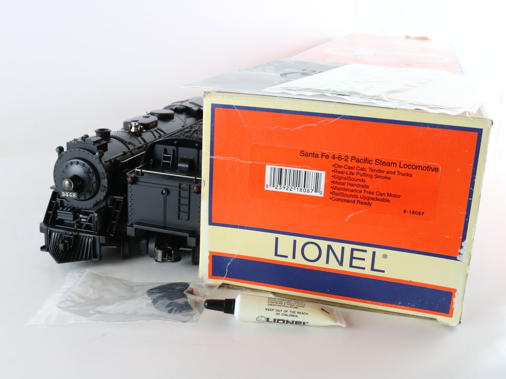 Lionel O 6-18087 Santa Fe ATSF 3448 4-6-2 Pacific Steam Locomotive & Tender