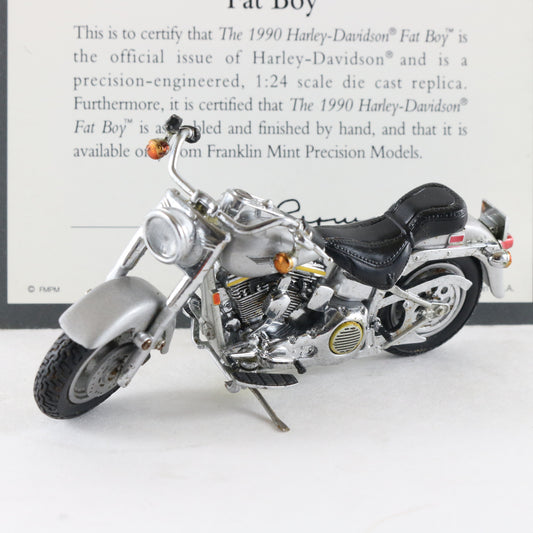 1990 Harley Davidson Fat Boy Gray Franklin Mint 1:24 Diecast Model Motorcycle