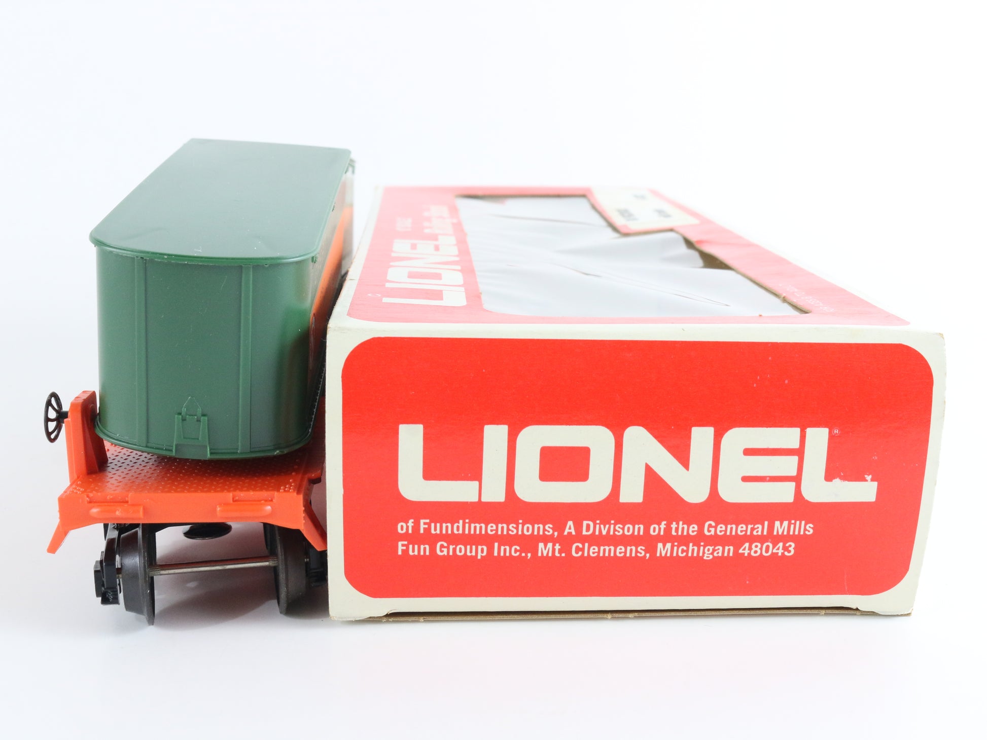 Lionel O 6-9282 Great Northern GN 9282 Piggyback Flat Car W/ Trailers colorful GN intermodal flat car set