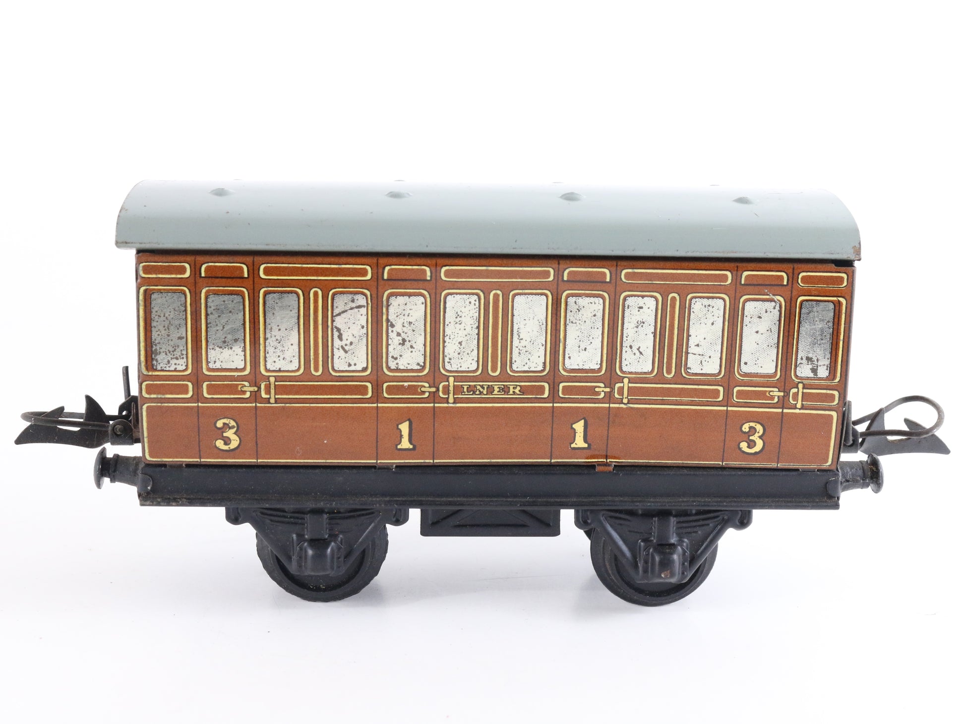 Hornby Meccano O LNER 1st & 3rd Class Passenger Coach Car Model Train classic British tinplate rail coach