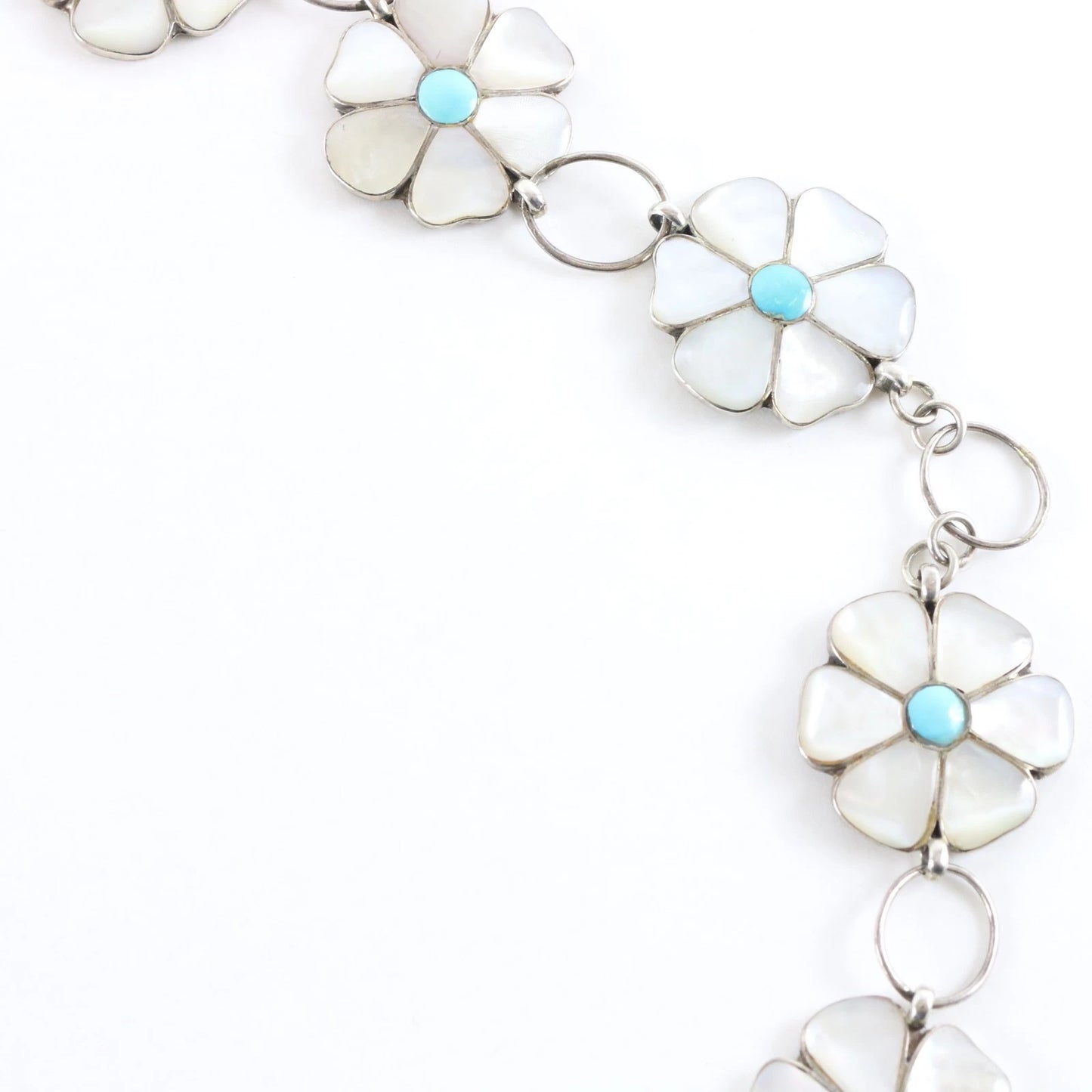 Zuni Native American Turquoise Mother Of Pearl Sterling Silver Concho Belt 194g