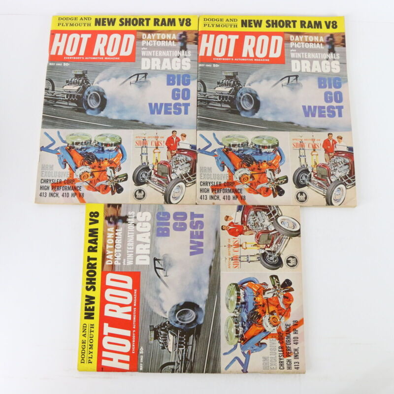 Lot Of 6 Hot Rod Short Ram V8 Big Go West May 1962 Vintage Car Magazines