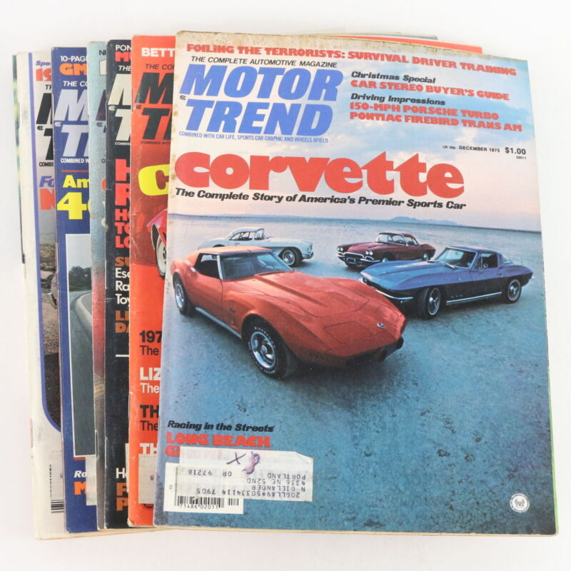 Lot Of 6 Motor Trend July Aug Sep Oct Nov Dec 1975 Vintage Car Magazines