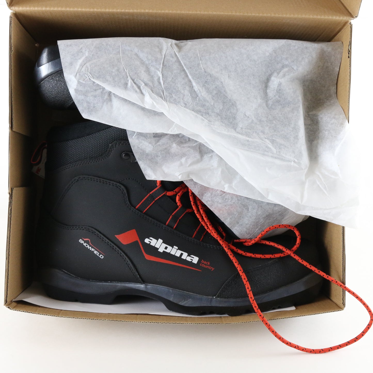 Alpina Snowfield Black & Orange Mens Cross Country Ski Boots Size 12.5 USA