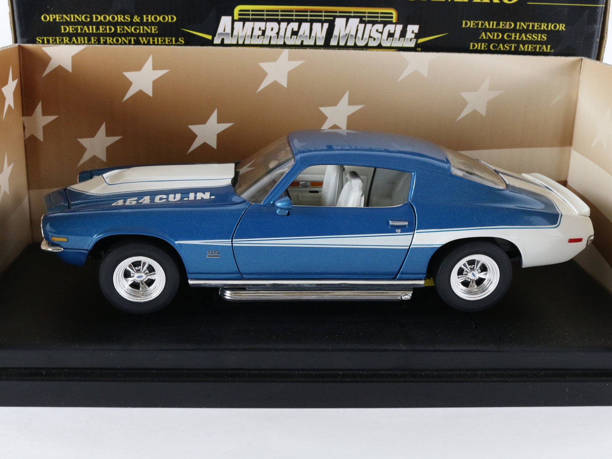 ERTL American Muscle 1:18 1970 Chevy Camaro Baldwin Motion Blue Diecast 36673