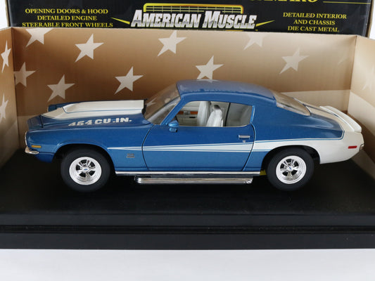ERTL American Muscle 1:18 1970 Chevy Camaro Baldwin Motion Blue Diecast 36673