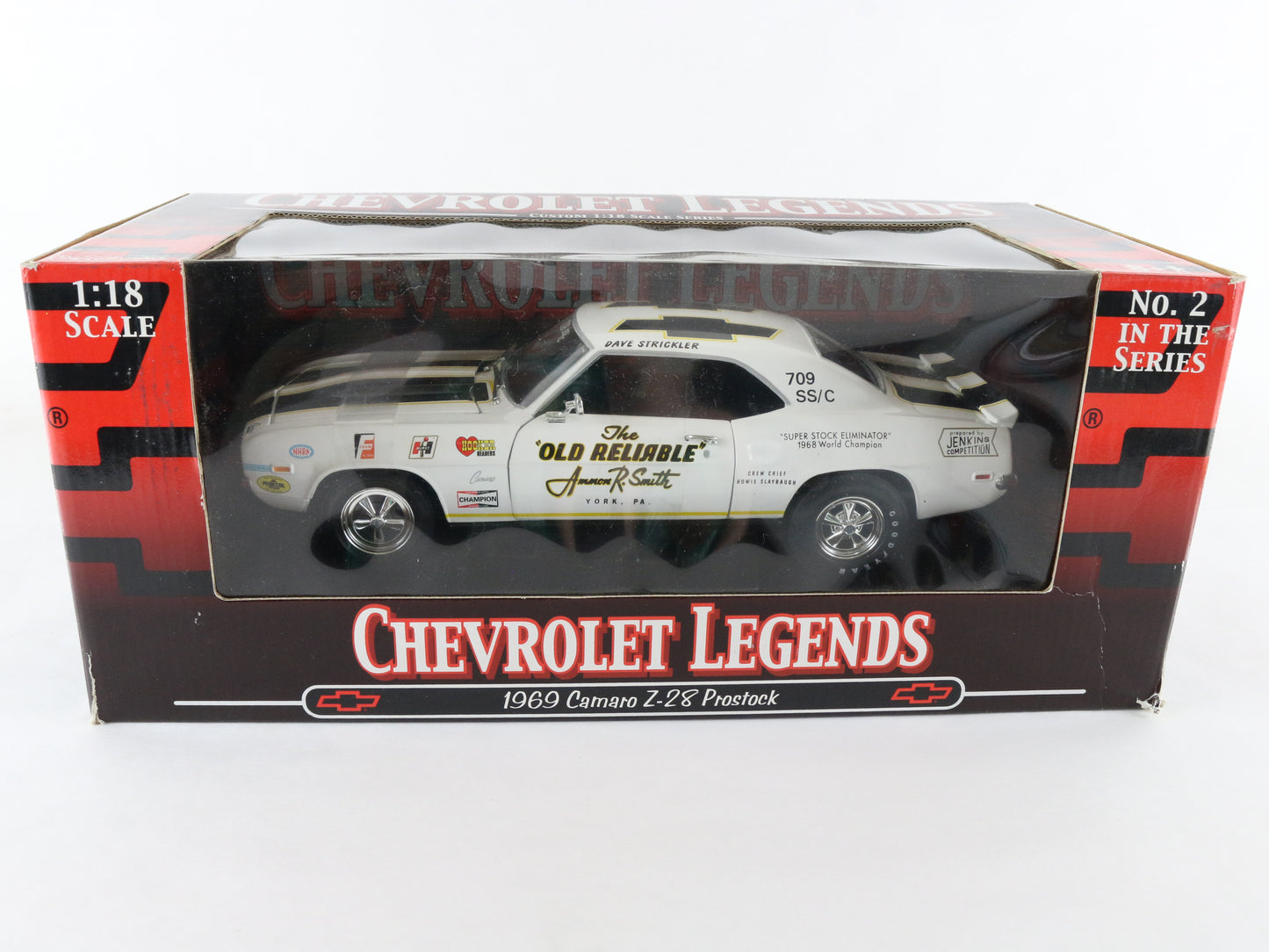 1969 Camaro Z28 Prostock Strickler No 2 White Chevrolet Legends ERTL 1:18 29265P