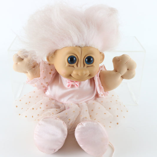 Troll Pink Ballerina Fabric & Vinyl 12" Doll Russ Berrie & Co 2324