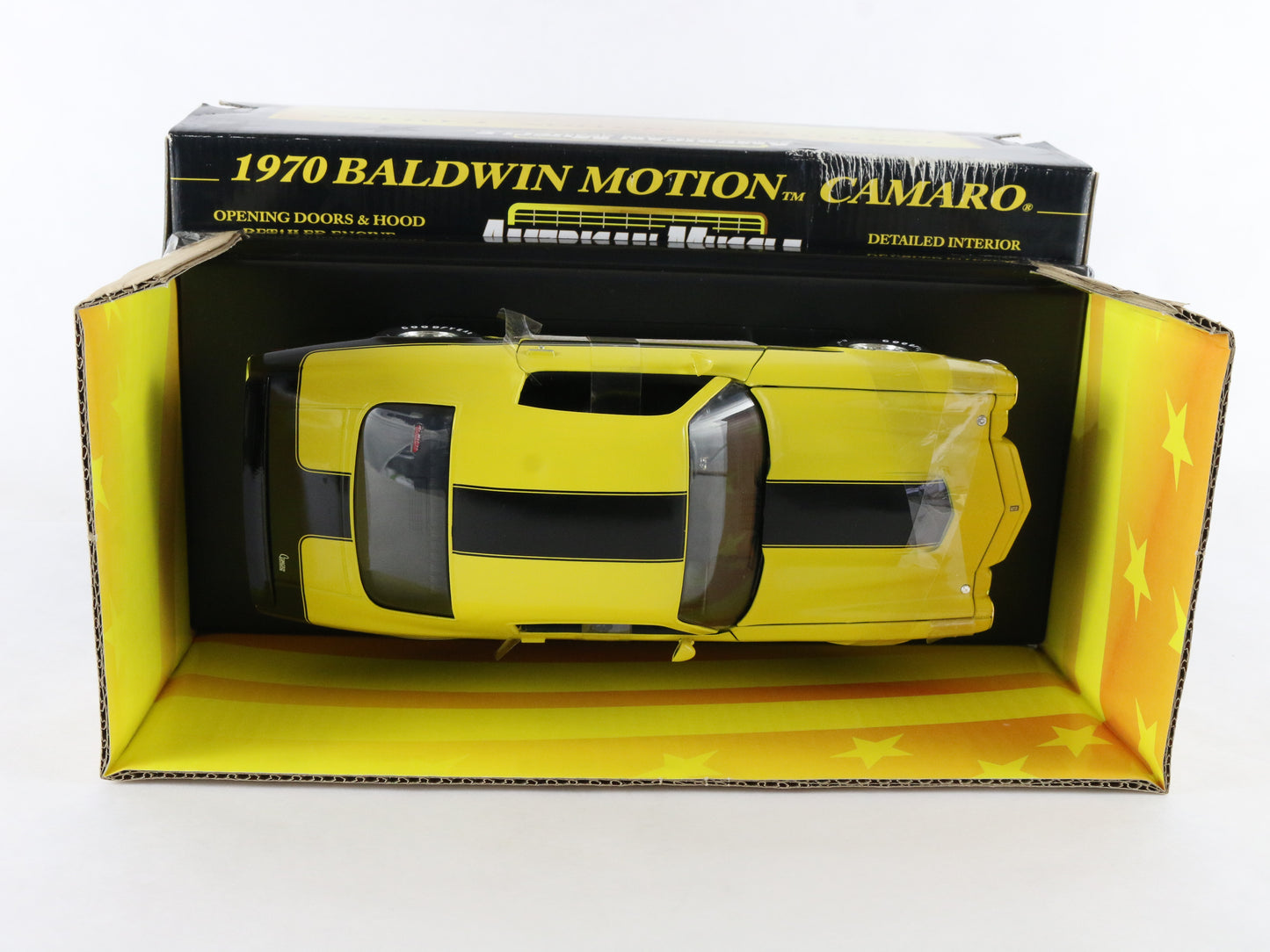 1970 Chevy Camaro Baldwin Motion Yellow American Muscle ERTL 1:18 Model 32810