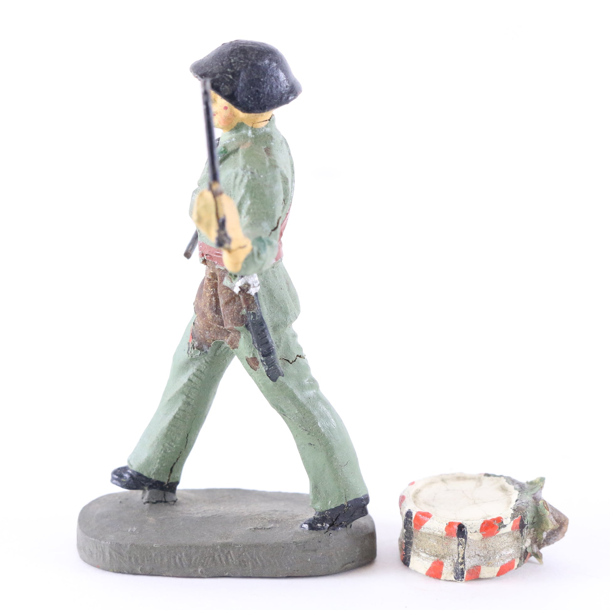 Elastolin WWII Marching Drummer Composite Vintage Toy Soldier 3"