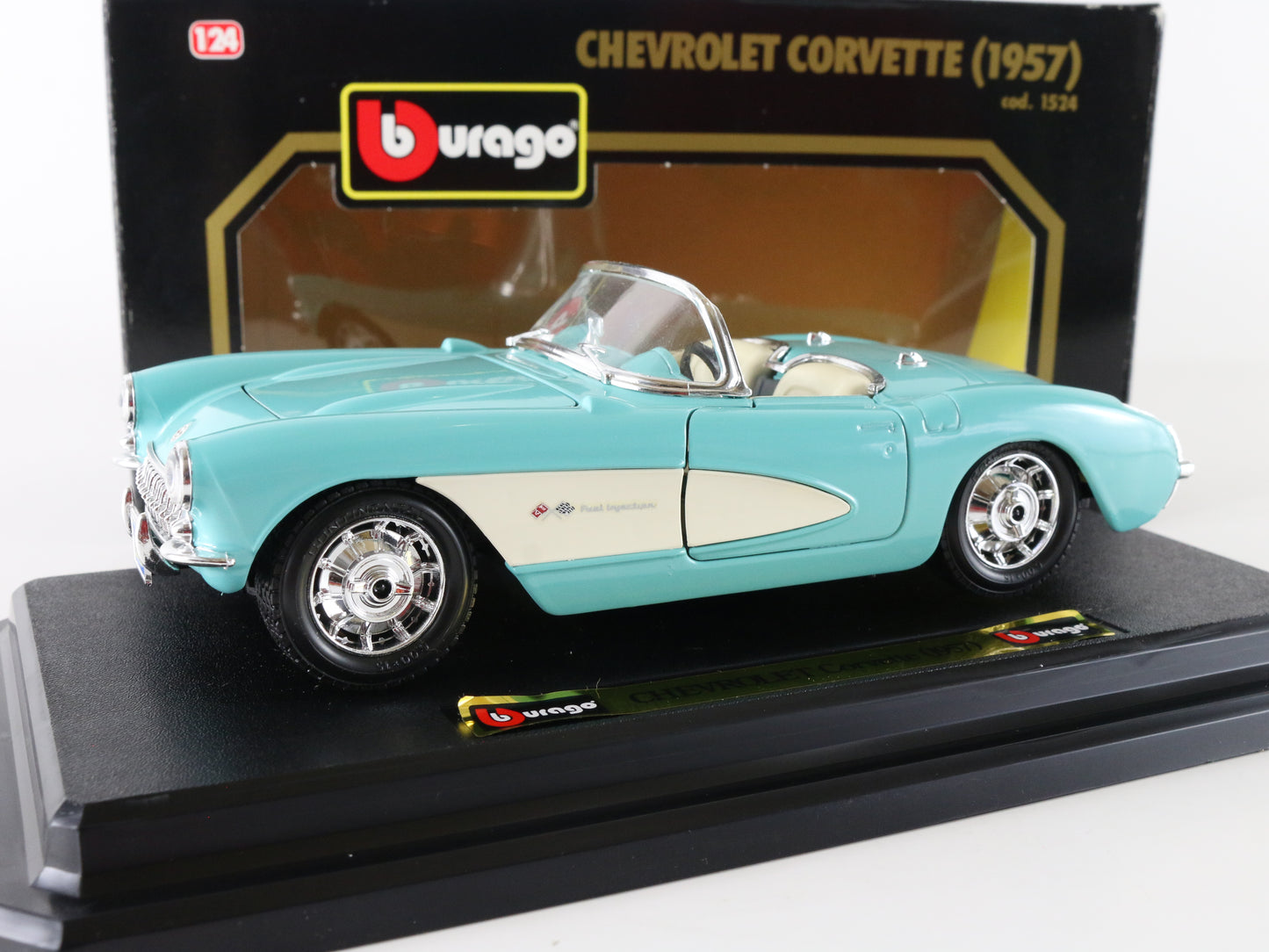 1957 Chevrolet Corvette Convertible Turquoise Bburago Model Car 1:24