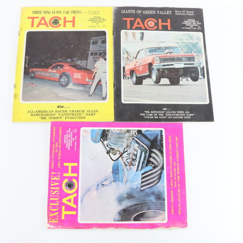 Lot Of 3 Tach AHRA October November December 1966 Vintage Car Magazines