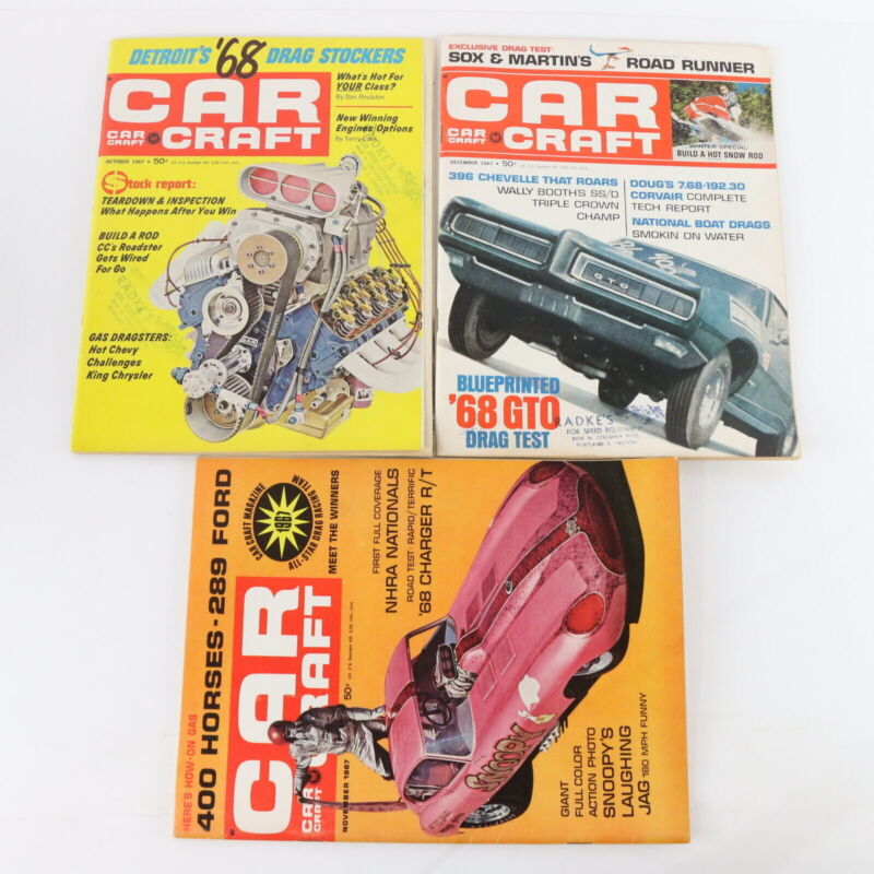 Lot Of 6 Car Craft July Sep Aug Oct Nov Dec 1967 Vintage Car Magazines