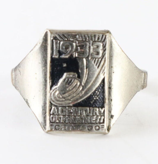 Vintage 1933 Century Of Progress Chicago Worlds Fair Souvenir Ring .75"