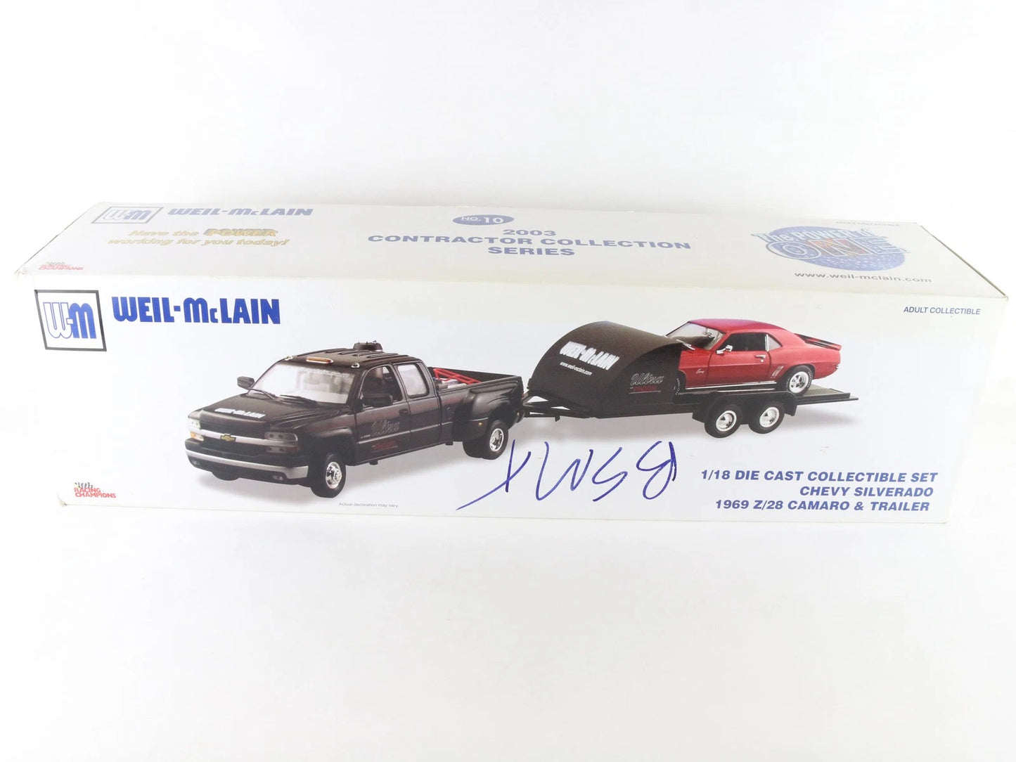 Silverado 1969 Z28 Camaro & Trailer Set Well Mclain Racing Champions 1:18 10