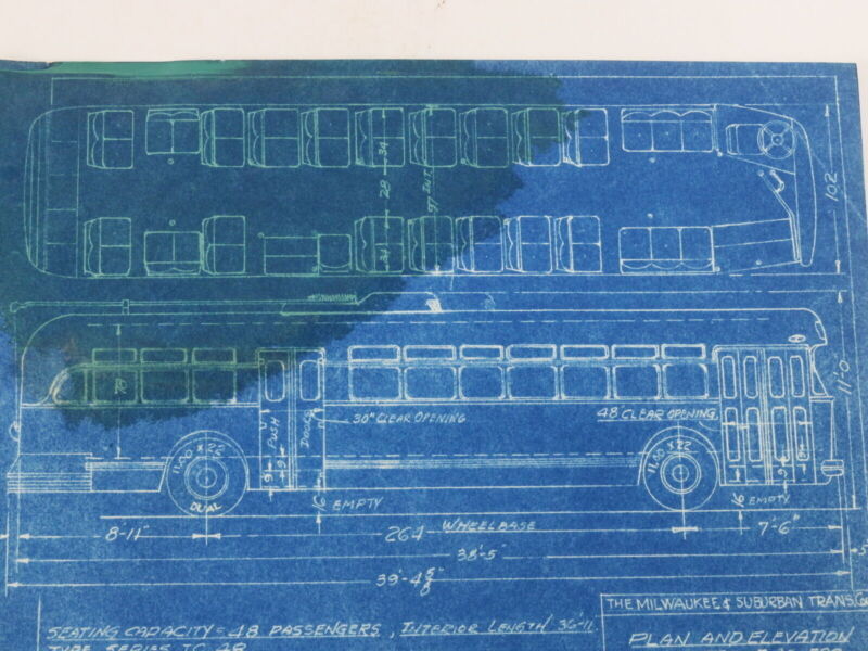 Milwaukee Suburban Plan Elevation Mh TR TRS 540-589 Trolley Blueprint 1957 11"