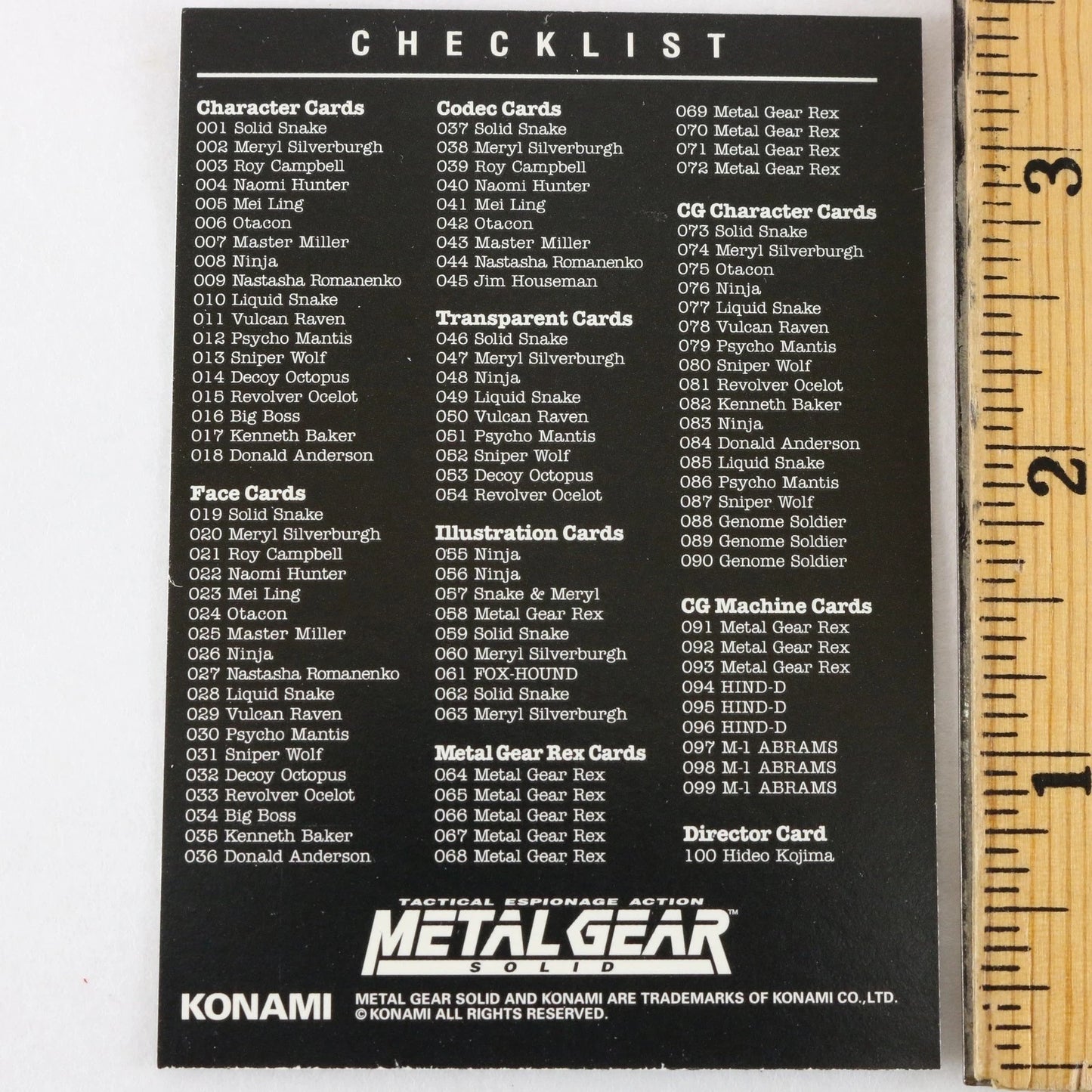 Metal Gear Solid Trading Card Psycho Mantis Checklist Konami Playstation