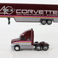 White GMC Integral Sleeper Aero E6 Metal Semi Truck & Corvette Trailer 1:64