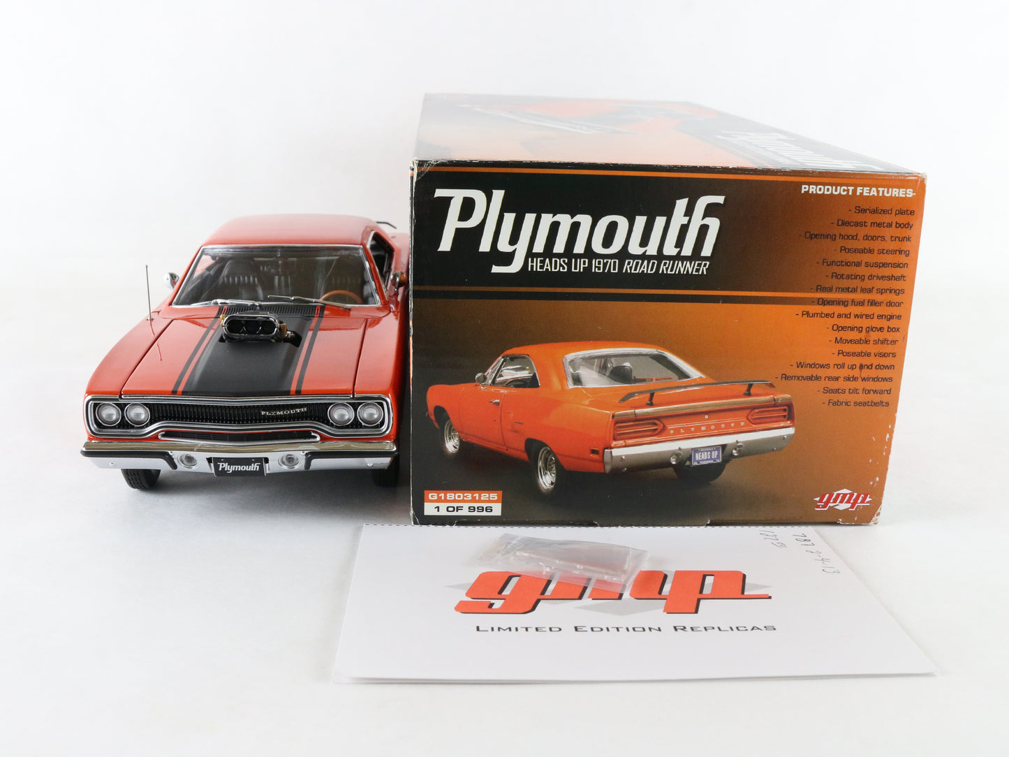 1970 Plymouth Road Runner Heads UP Orange Black GMP 1:18 1 Of 996 G1803125
