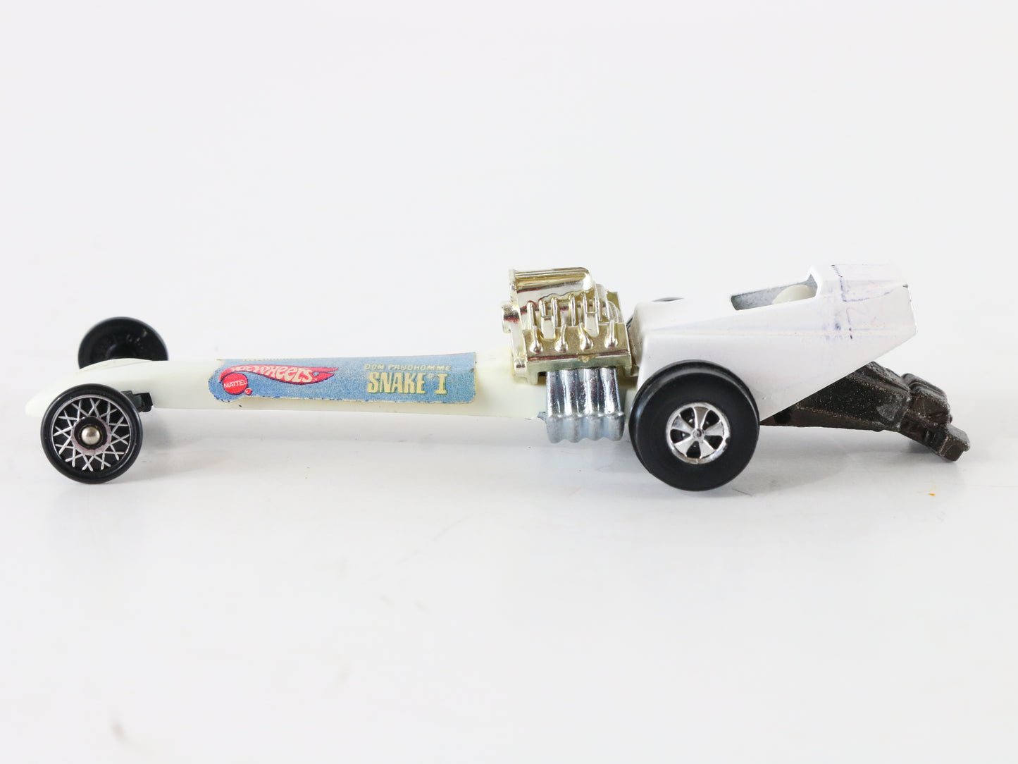 Vintage Hot Wheels Don Prudhomme Snake 1 Fuel Dragster White Mattel 1:64 5951002