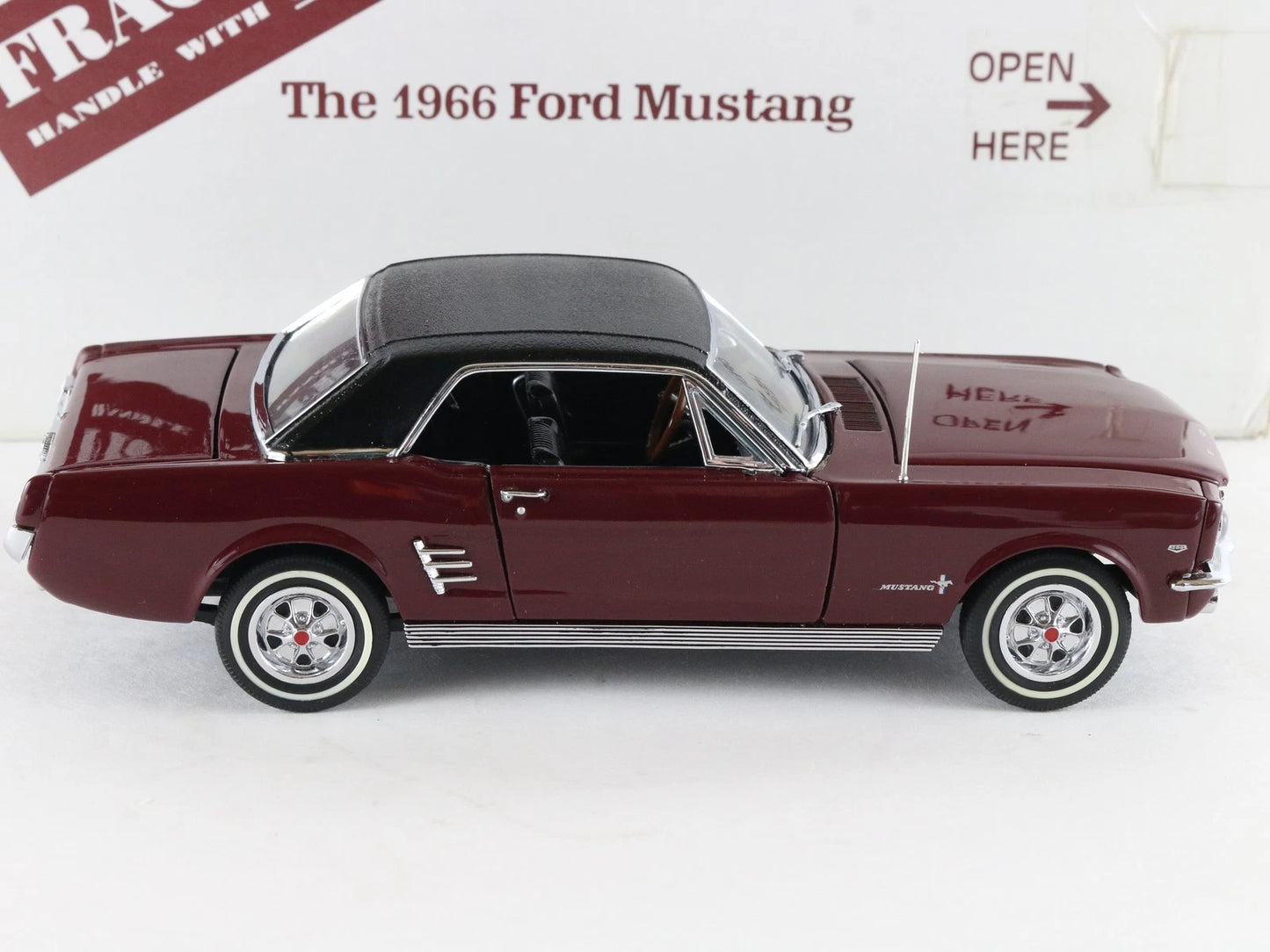 1966 Ford Mustang Maroon Danbury Mint 1:24 Diecast Model Car