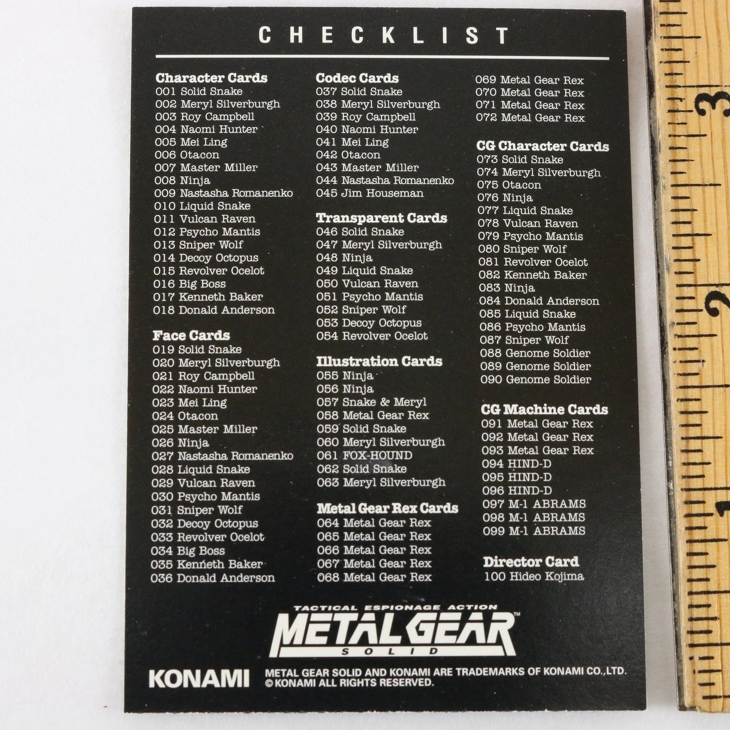 Metal Gear Solid Trading Card Otacon Hal Emmerich Checklist Konami Playstation
