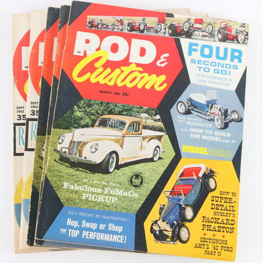 Lot Of 5 Rod & Custom August September 1962 Vintage Car Magazines