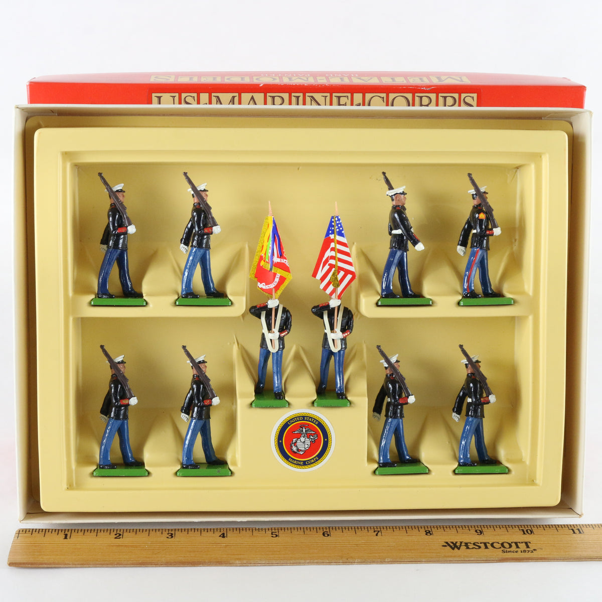 USMC National & Marine Corps Flag Standard Set Of 10 Britains 1:32 7303 Metal
