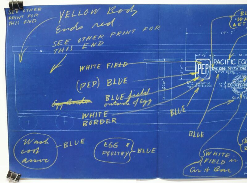 Pacific Egg Producers Reefer Blueprint North American Car 283 5-15-39 17"