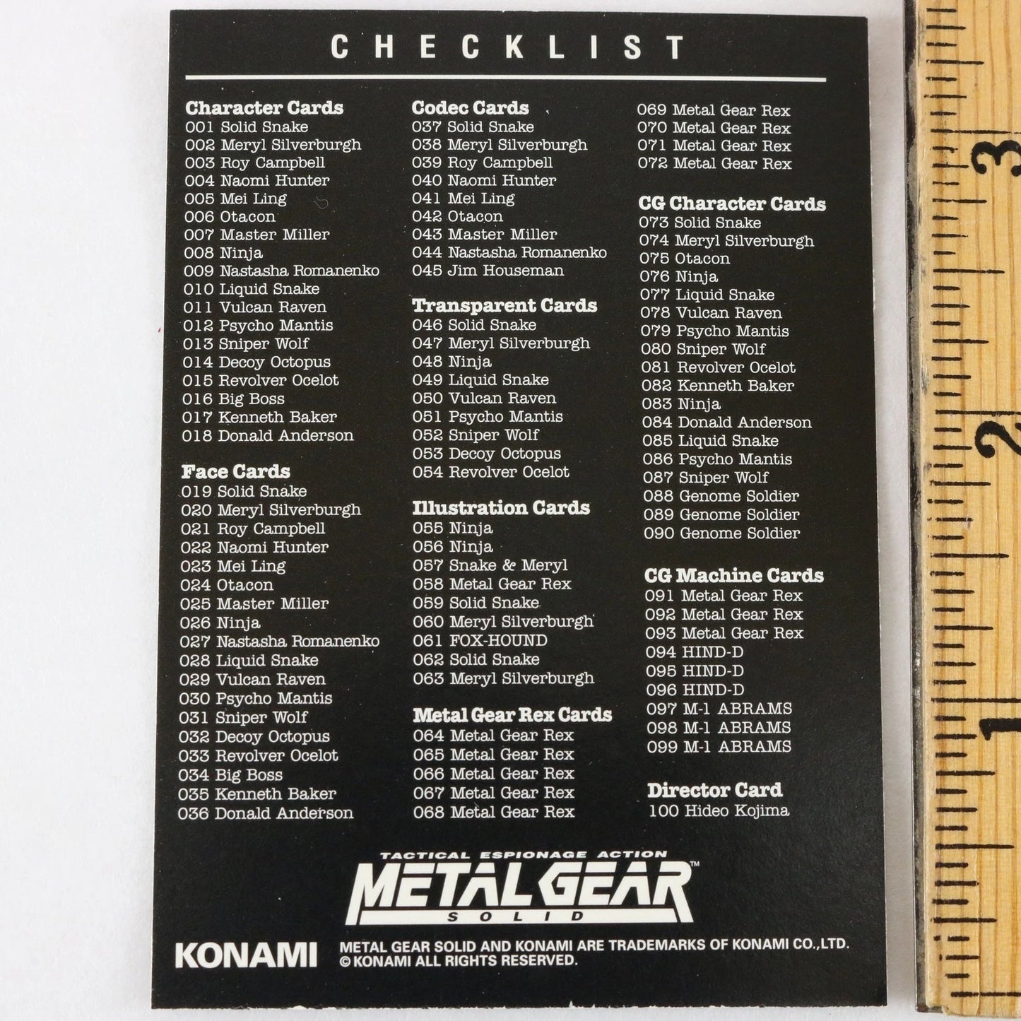 Metal Gear Solid Trading Card Sniper Wolf Checklist Konami Playstation