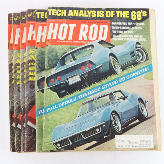 Lot Of 6 Hot Rod October November 1967 Vintage Car Magazines