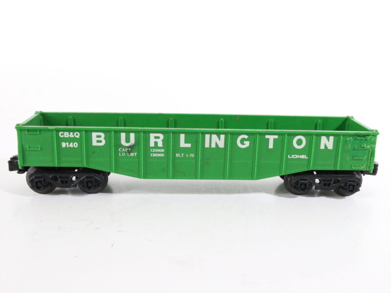 Burlington CB&Q 9140 Green Plastic Gondola Car Lionel O