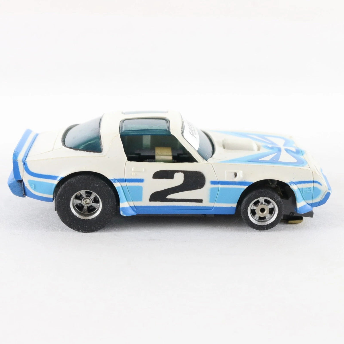 VINTAGE Aurora AFX Pontiac Firebird #2 Blue Screecher Slotless HO Slot Car