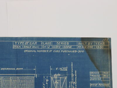 Pennsylvania PRR Stock Car Train Blueprint 60502-60801 1930 13"