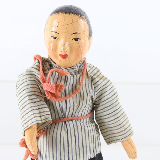 Vintage Chinese Woman Composite 8.5" Doll W/ Clothing Hong Kong