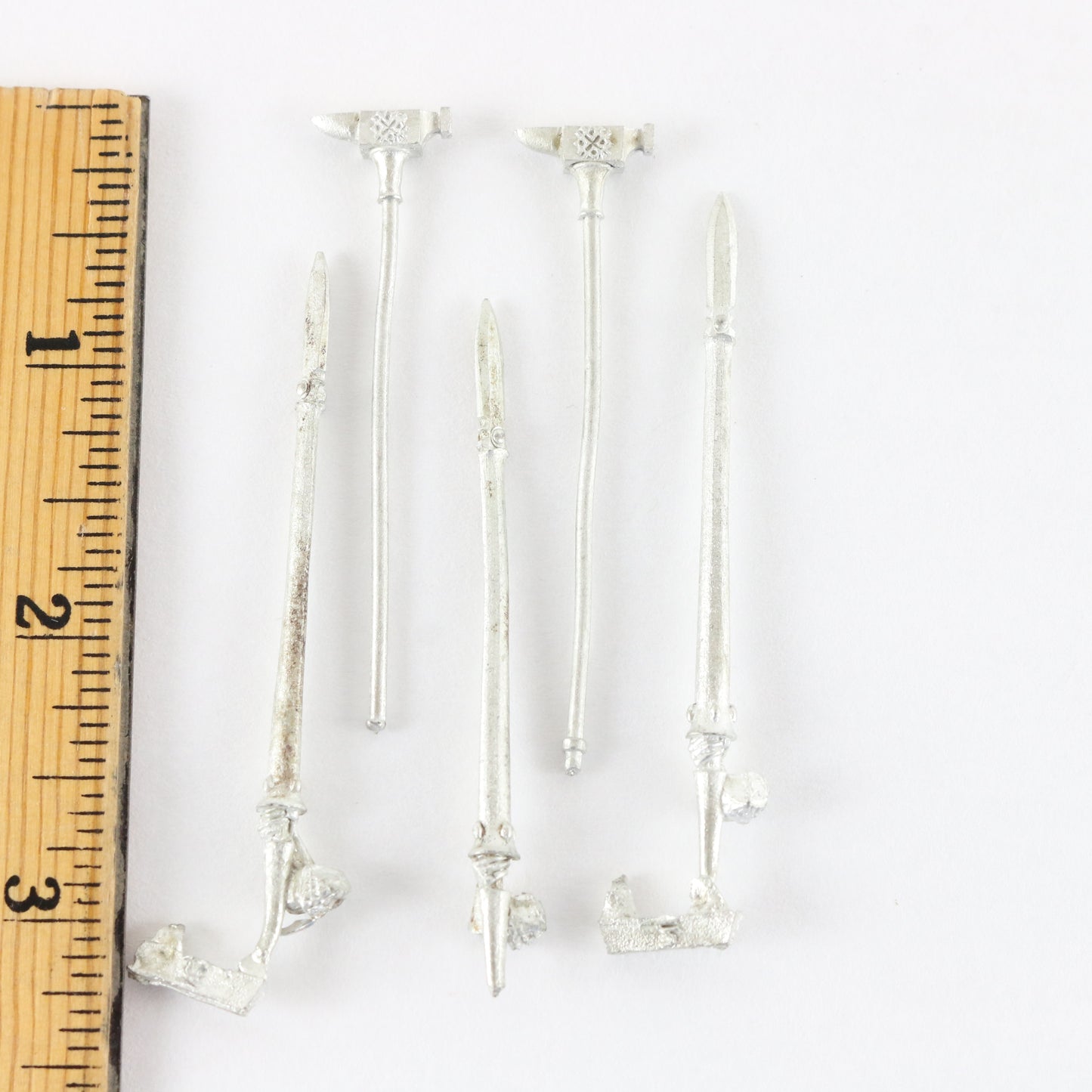 Lot Of 5 Dwarf Spears & Hammers Silver A&B Citadel Vintage Warhammer Weapons