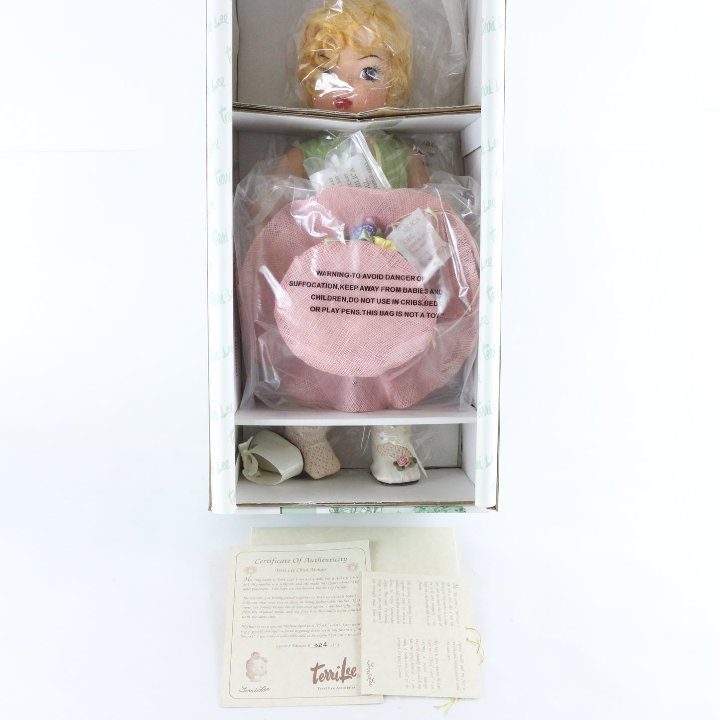 Terri Lee Chick Mohair Multicolored Dress 16" Vinyl Doll W/ Accessories IN BOX