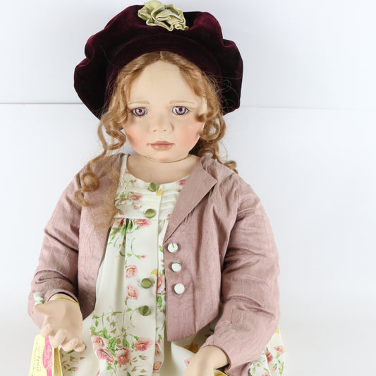 April Christine Orange Elite Dolls Large 26" Porcelain Girl W/ Hat 588/1000
