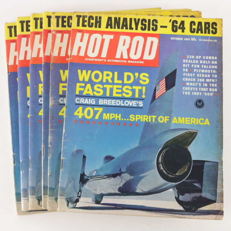 Lot Of 6 Hot Rod Tech Analysis 407mph Breedlove October 1963 Vintage Magazines